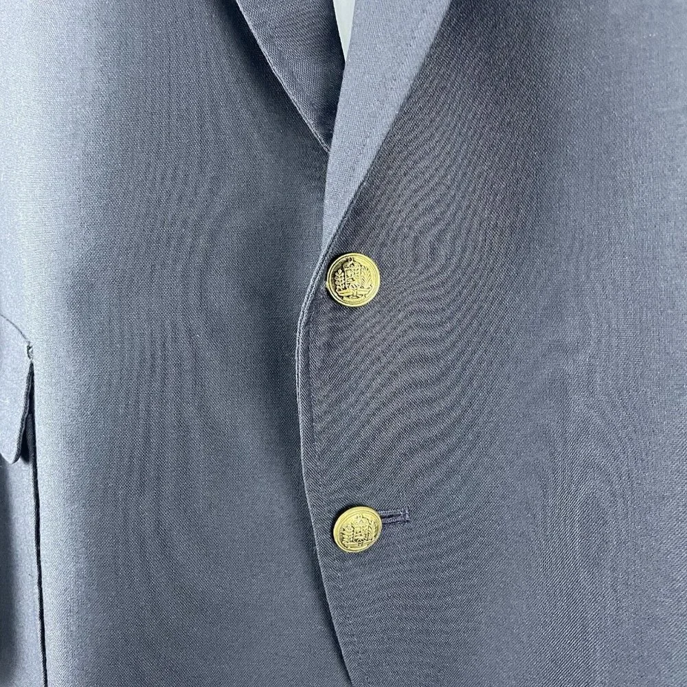 Reed St James Navy Gold 2 Button Vented Easy Care Sports Coat Blazer USA Size 44